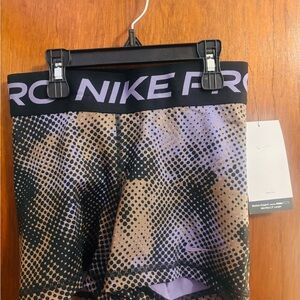 Nike Pro Black and Purple Patterned Shorts